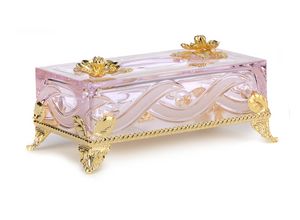 Art. MER 1450, Preciosa caja de pauelos en cristal rosa