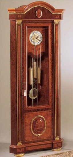 IMPERO / Grandfather corner clock , Reloj de pie de madera de fresno, estilo clásico de lujo