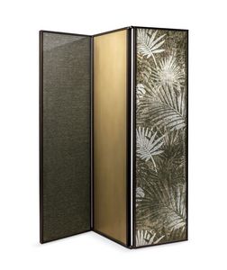 Vico, Panel divisorio abatible, de metal y tejido decorativo.