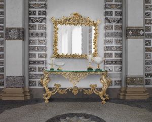 BAROQUE CONSOLE IN MALACHITE, Consola de estilo barroco, con tapa de Malaquita