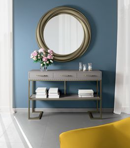 Art. 9239, Consola en madera y metal con 3 cajones.