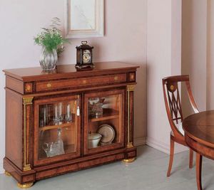 IMPERO / Sideboard with 2 doors B, Aparador de madera de fresno con cajones y puertas de cristal