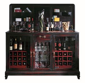Vivienne BR.0005, Cata de vinos aparador con dos refrigeradores, compartimiento central para los vidrios, la tapa del metal