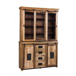 Armario 4A 4C Newport, Armario con gabinete de exhibicin, con puertas correderas