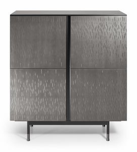 Melody Rain cabinet, Mueble de 4 puertas revestido en metal grabado con l�ser.