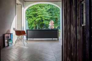 MIAMI sideboard, Aparador de madera lacada, metal cromado, vidrio templado