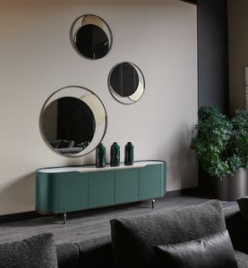 Oasi aparador, Aparador de madera curvada, con base de acero.