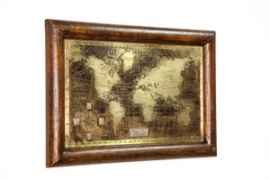 Art. AA464, Mapa del mundo hecho con edad y cepillado de bronce
