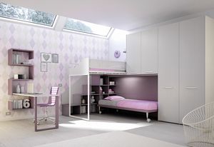 Cama del desvn KS 207, Dormitorio moderno de los nios con la cama del desvn y el escritorio