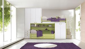 Comp. 968, Sala modular para nios, cama litera con armarios empotrados