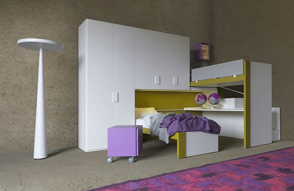 Dormitorio ahorrador de espacio con camas deslizantes | IDFdesign