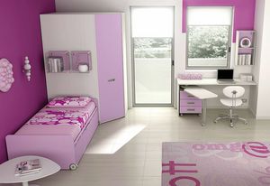 Dormitorio para nios KC 125, Dormitorio moderno y prctico, ideal para nias