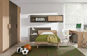 Warm comp.03, Dormitorio infantil de madera de dos colores