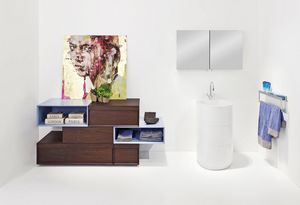 Class 03, Mueble de bao con cajones, acabado azul y acacia