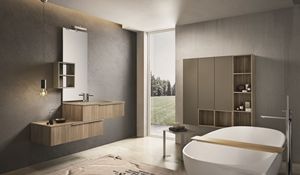 Kyros 112, Composicin de muebles de cuarto de bao con muebles de pared de madera