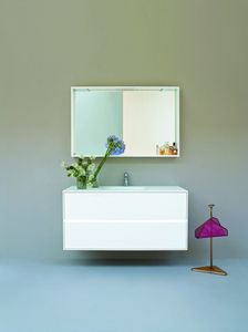 Light 02, Mueble de bao con dos cajones, con lavabo integrado.