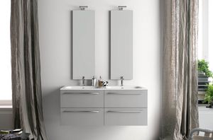 Lime  comp.26, Mueble de bao con doble lavabo y espejos verticales