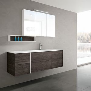 STR8 comp. 20, Mueble de bao contemporneo, con tapa en Mineralmarble