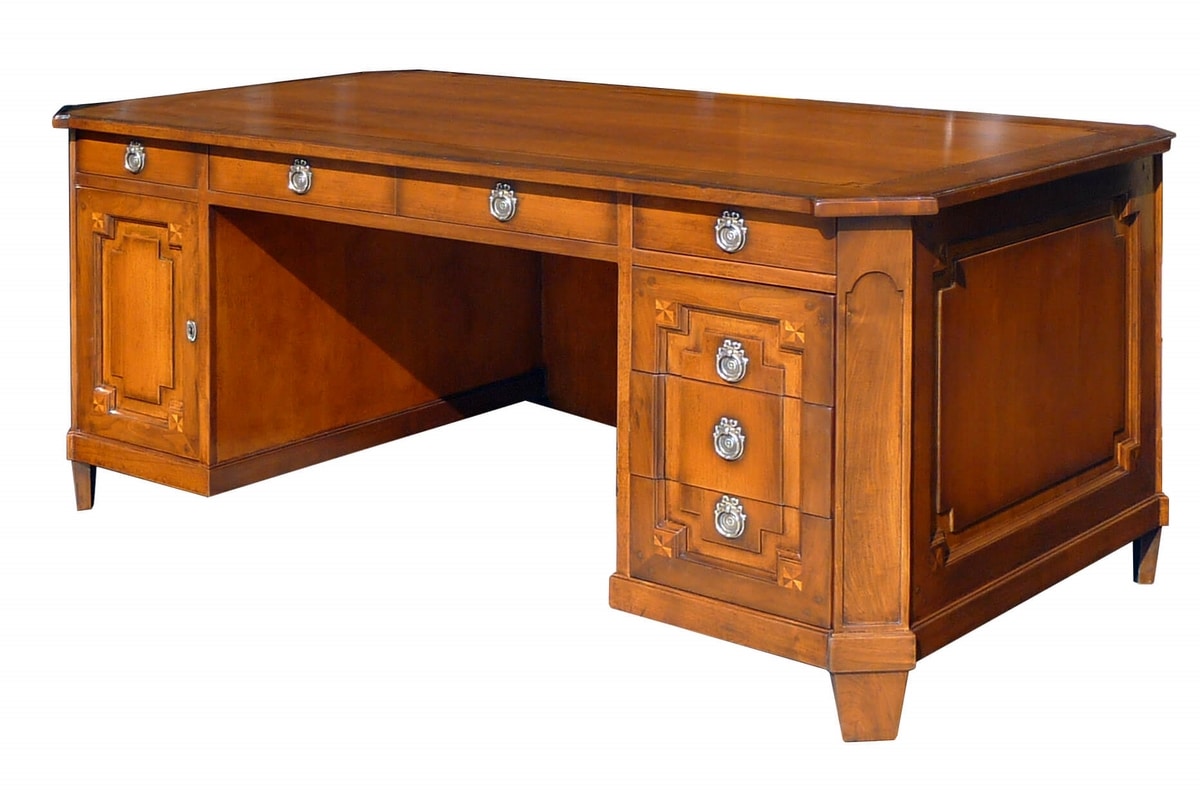 Mesa escritorio vintage de madera maciza estilo Louis XV, con 1 cajón  Luis - Alicia Designart