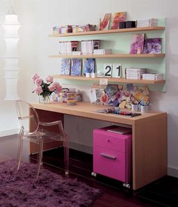 Linear desk 03, Escritorio de madera para dormitorio infantil.