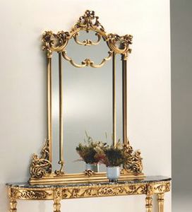 2635 espejo, Espejo de hoja de oro, en madera tallada