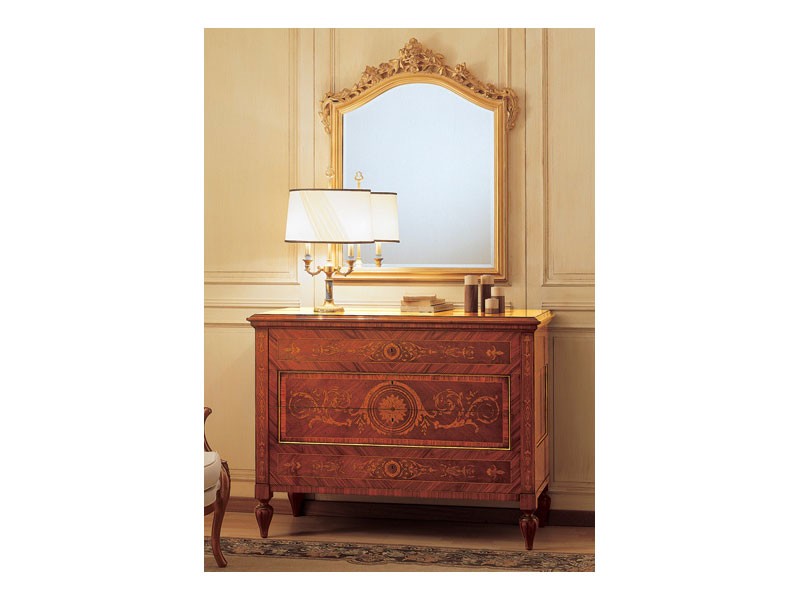 Art. 2165 '700 Italiano Maggiolini, Clásica espejo de lujo, con marco tallado, pan de oro