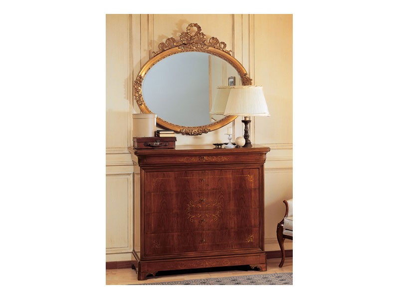 Art. 2170/0 '800 Francese Luigi Filippo, Espejo ovalado elegante, marco en acabado pan de oro, talladas a mano