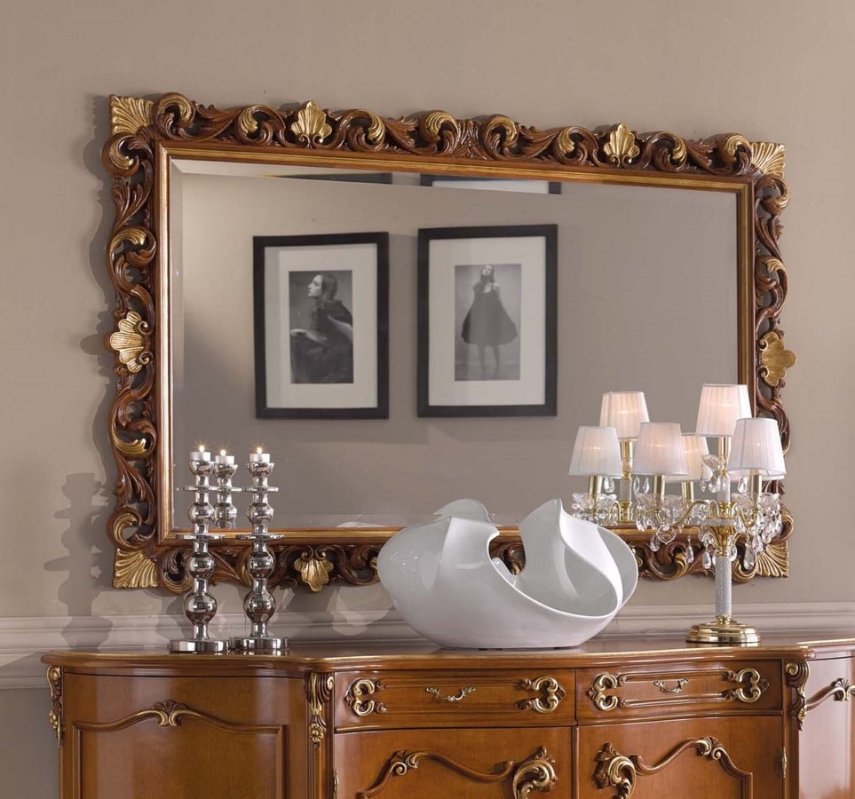 Espejo rectangular con marco dorado - Espejos clásicos y modernos