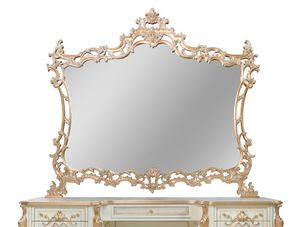 Gerbera, Espejo con marco de madera tallada.