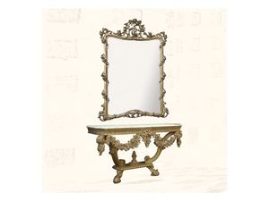 Wall Mirror art. 150, Espejo con acabados en pan de oro, estilo Luis XV