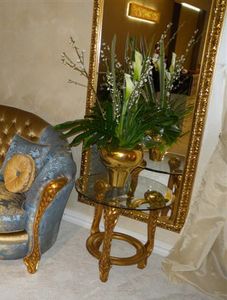 Art. LO 010 oro con ptina de bronce, Espejo de salida elegante con finas tallas