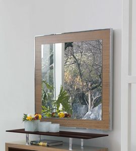 ASSO, Espejo de pared, con marco de madera y acero