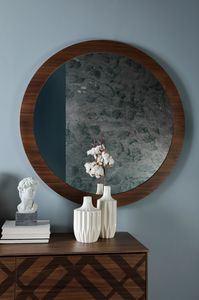 BRIGITTE, Espejo redondo, con marco de madera
