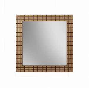 Gold espejo, Espejo cuadrado con marco de acabado en bronce