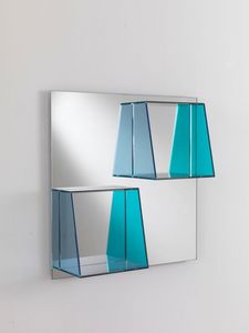 Specchio 04, Espejo cuadrado con estantes