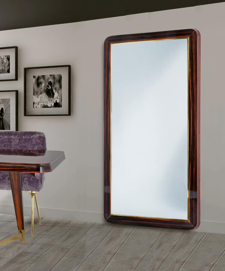 Espejo Grande Marco Madera Decorativo Moderno 128 X 45 Cm
