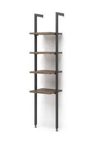 Art. 31178 Estanter�a vertical con 4 estantes, Librer�a con montantes de metal, estantes de madera revestida de melamina