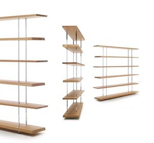 Ubiqua, Biblioteca moderna en metal con estantes en madera maciza de roble