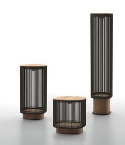 FOS, L�mparas de exterior en teca y aluminio.