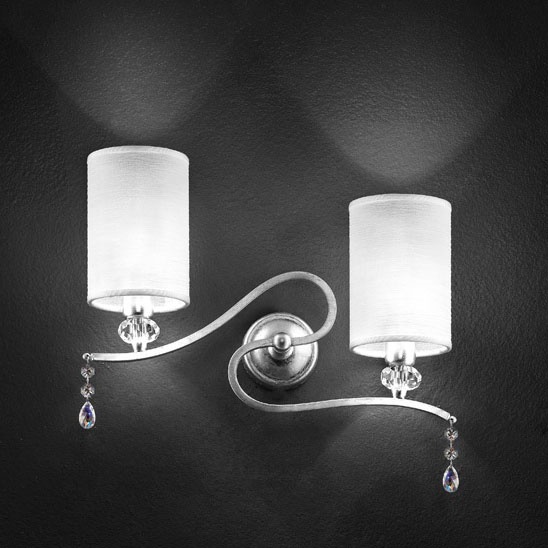 Delhia applique, Lámpara de pared de metal con 2 luces y colgantes sw