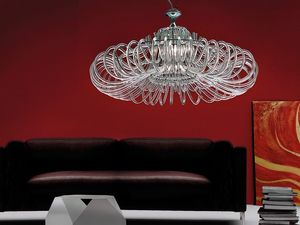 Essenzia chandelier, Lámpara con difusores de cristal, para los clásicos salones