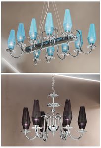 Karma chandelier, Lámpara con metal cromado y el marco de latón
