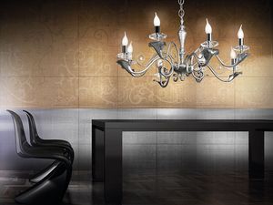 Varsailles chandelier, Lámpara con 8 luces, hoja decorada detalles
