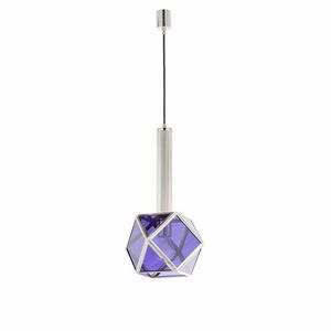 Geometria Amarcord Art. BR_L31, Lmpara de suspensin con cristal coloreado modelado en tringulos y hexgonos