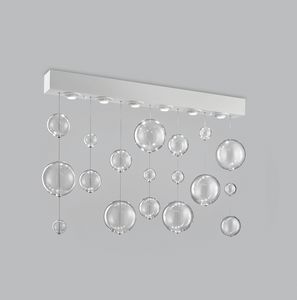 BOLERO H 70, Lámpara de techo rectangular con esferas de vidrio soplado