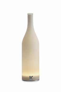 Bacco CT143 1B INT, Lmpara de mesa en forma de botella, en vidrio blanco esmerilado