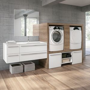 Stone comp. 05, Gabinete de lavandera con espacio para lavadora y secadora