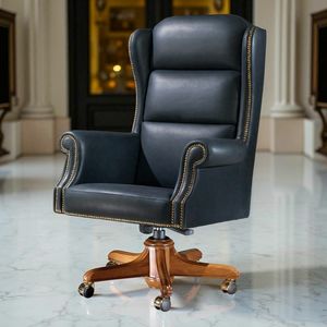 CHURCHILL, Silla de oficina elegante en cuero, con estilo clsico