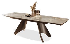 Torre, Mesa extensible, con tapa efecto m�rmol y base escultural