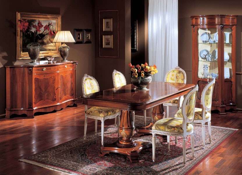 3190 TABLE, Incrustaciones de mesa de madera, con 2 camas, salas de estar para los clásicos